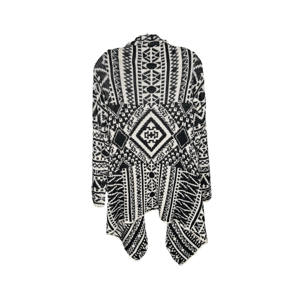 Flying Tomato Black And White Southwest/Aztec Women's Open Cardigan Size S - Picture 2 of 3